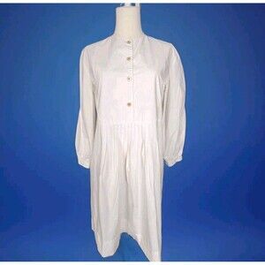 Caron Callahan Dress Sm Betty Poplin White Cotton Babydoll Bump Friendly Pockets